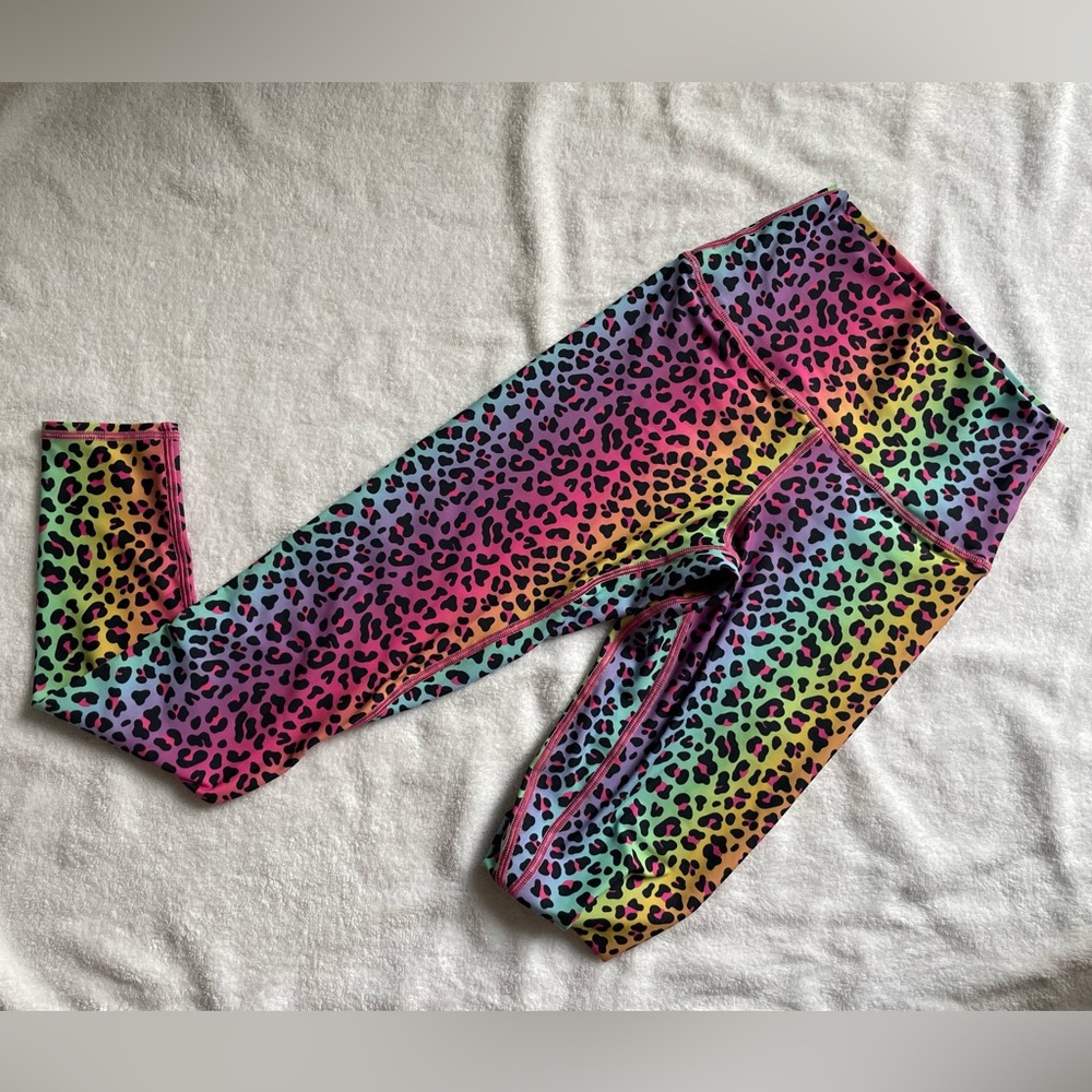 Vibrant Rainbow Leopard Print Leggings (Lisa Frank)
